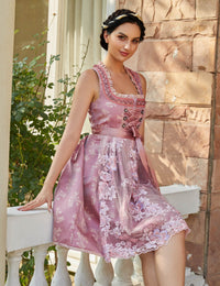 Garvee Dirndl Abito tradizionale da donna con grembiule in pizzo per l'Oktoberfest A-Rose Red 34