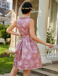 Garvee Dirndl Abito tradizionale da donna con grembiule in pizzo per l'Oktoberfest A-Rose Red 34