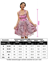 Garvee Dirndl Abito tradizionale da donna con grembiule in pizzo per l'Oktoberfest A-Rose Red 34