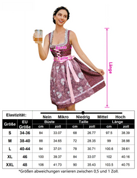 Abito tradizionale Dirndl corto da donna Garvee con grembiule in pizzo - Rosso, set da 2 pezzi, taglia S