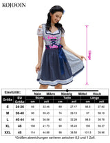 Garvee Dirndl Donna Midi 3 Pezzi Abito Tradizionale per Festa della Birra Carnevale Blu Floreale Taglia 44