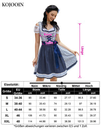 Garvee Dirndl Donna Midi 3 Pezzi Abito Tradizionale per Festa della Birra Carnevale Blu Floreale Taglia 44