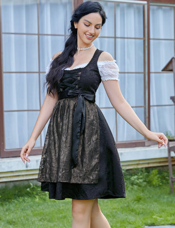 Abito Tirolesa da donna Garvee, 3 pezzi, Oktoberfest, nero, taglia 36