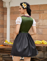 Garvee - Vestito Dirndl da donna, stile Oktoberfest bavarese, composto da 3 pezzi, camicetta bavarese a maniche corte, taglia 40, floreale