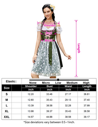 Garvee - Vestito Dirndl da donna, stile Oktoberfest bavarese, composto da 3 pezzi, camicetta bavarese a maniche corte, taglia 40, floreale