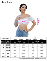 Camicetta Dirndl Garvee da donna in pizzo, a maniche corte, tradizionale per l'Oktoberfest, bianca, a maniche corte, taglia 34