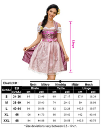 Garvee - Vestito tradizionale da donna Dirndl Midi, 3 pezzi, in pizzo rosso, taglia 34, per Oktoberfest, Carnevale, Matrimonio