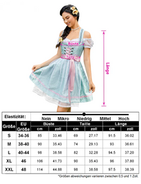 Garvee Set da tre pezzi da donna Oktoberfest Carnevale Blu-Verde Taglia 38