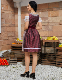 Garvee - Vestito tradizionale Dirndl Midi da donna, 3 pezzi, rosso, taglia 42, per Oktoberfest, Carnevale, Matrimonio