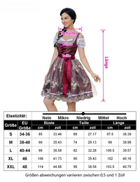 Garvee - Vestito tradizionale Dirndl Midi da donna, 3 pezzi, rosso, taglia 42, per Oktoberfest, Carnevale, Matrimonio