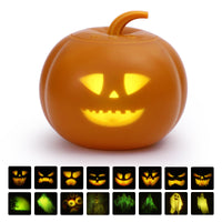 Lampada di proiezione animata a forma di zucca GARVEE per Halloween con 16 animazioni ed effetti sonori, inglese, per uso interno ed esterno, arancione