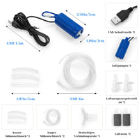 GARVEE Pompa d'aria per acquario Mini USB con doppia pietra porosa per pesci da interno ed esterno, silenziosa, portatile, tubo in silicone