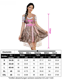 Garvee - Vestito tradizionale da donna, 3 pezzi, Dirndl, abito midi rosa, taglia 34, per l'Oktoberfest, con camicetta e grembiule