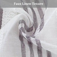 Tenda da cucina Garvee con strisce verticali, finto lino, semitrasparente, 54"x15", viola, tasca per asta, stile fattoria