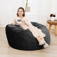 Pouf sacco in memory foam Garvee da 4 piedi per adulti, stile divano grande, rivestimento in microfibra rimovibile, nero, adatto per il soggiorno