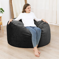 Pouf sacco in memory foam Garvee da 4 piedi per adulti, stile divano grande, rivestimento in microfibra rimovibile, nero, adatto per il soggiorno