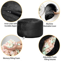 Pouf sacco in memory foam Garvee da 4 piedi per adulti, stile divano grande, rivestimento in microfibra rimovibile, nero, adatto per il soggiorno
