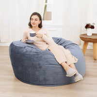 Pouf sacco in memory foam Garvee da 4 piedi, stile divano grande, morbida fodera in microfibra, rimovibile, grigio, per soggiorno e relax