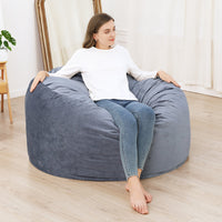 Pouf sacco in memory foam Garvee da 4 piedi, stile divano grande, morbida fodera in microfibra, rimovibile, grigio, per soggiorno e relax