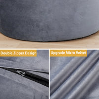 Pouf sacco in memory foam Garvee da 4 piedi, stile divano grande, morbida fodera in microfibra, rimovibile, grigio, per soggiorno e relax