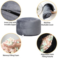 Pouf sacco in memory foam Garvee da 4 piedi, stile divano grande, morbida fodera in microfibra, rimovibile, grigio, per soggiorno e relax