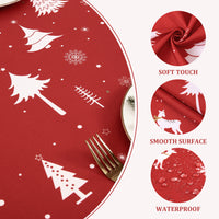 Garvee Weihnachtstischdecke Wasserdicht Polyester Hirsch Motiv 137x229cm Für Esszimmer & Partys