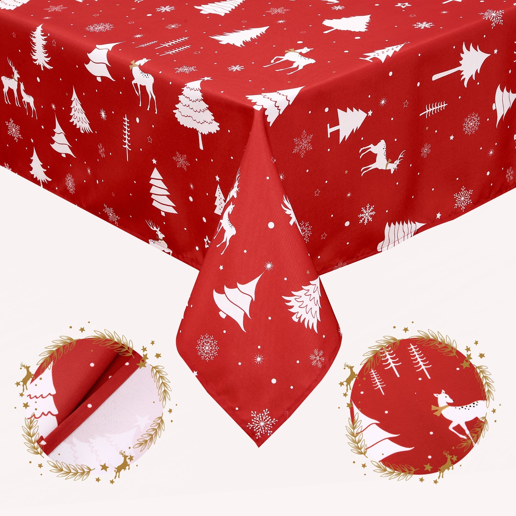 Decorazione natalizia con cervo, impermeabile, lavabile, poliestere, festivo, lunghezza 137x, per cucina e sala da pranzo