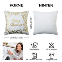 Garvee - Set di 4 copricuscini natalizi in velluto, 45x45 cm, con ghirlande dorate e fiocchi di neve, stampati con lettere, per divano letto, colore oro