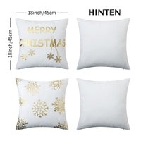Garvee - Set di 4 copricuscini natalizi in velluto, 45x45 cm, con ghirlande dorate e fiocchi di neve, stampati con lettere, per divano letto, colore oro