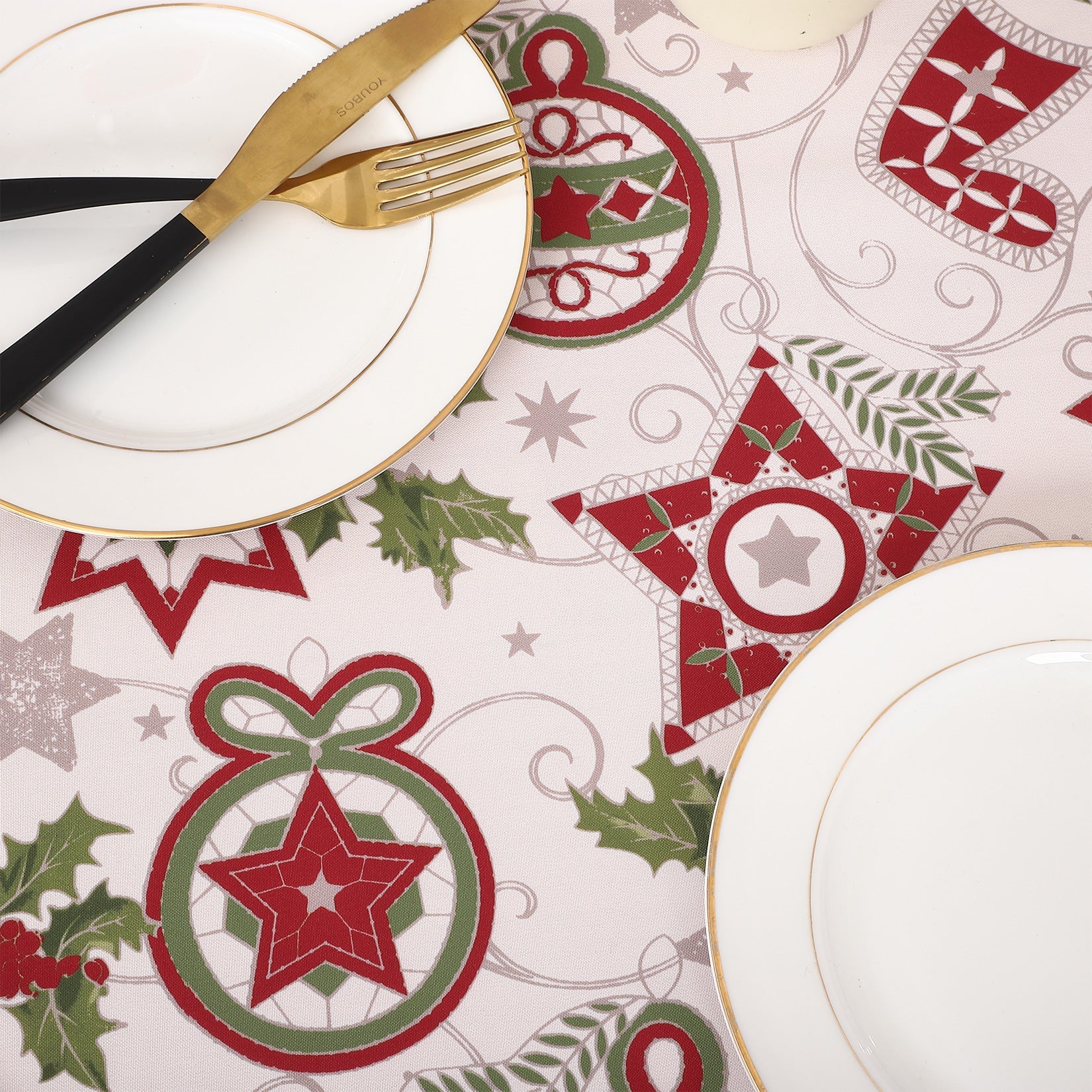 Tovaglia natalizia Garvee, in poliestere, idrorepellente, resistente all'olio e alle macchie, rettangolare, 52x79 cm, rosso, per uso interno ed esterno, decorazione festiva