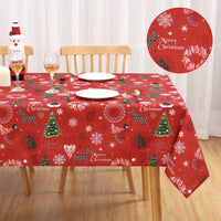 Tovaglia natalizia Garvee in poliestere 52x79 cm, lavabile e anti-goccia, con albero di Natale, fiocchi di neve, renne, tovaglia rettangolare per feste, per interni ed esterni