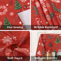 Tovaglia natalizia Garvee in poliestere 52x79 cm, lavabile e anti-goccia, con albero di Natale, fiocchi di neve, renne, tovaglia rettangolare per feste, per interni ed esterni