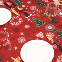 Tovaglia natalizia Garvee in poliestere 52x79 cm, lavabile e anti-goccia, con albero di Natale, fiocchi di neve, renne, tovaglia rettangolare per feste, per interni ed esterni