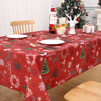 Tovaglia natalizia Garvee in poliestere 52x79 cm, lavabile e anti-goccia, con albero di Natale, fiocchi di neve, renne, tovaglia rettangolare per feste, per interni ed esterni