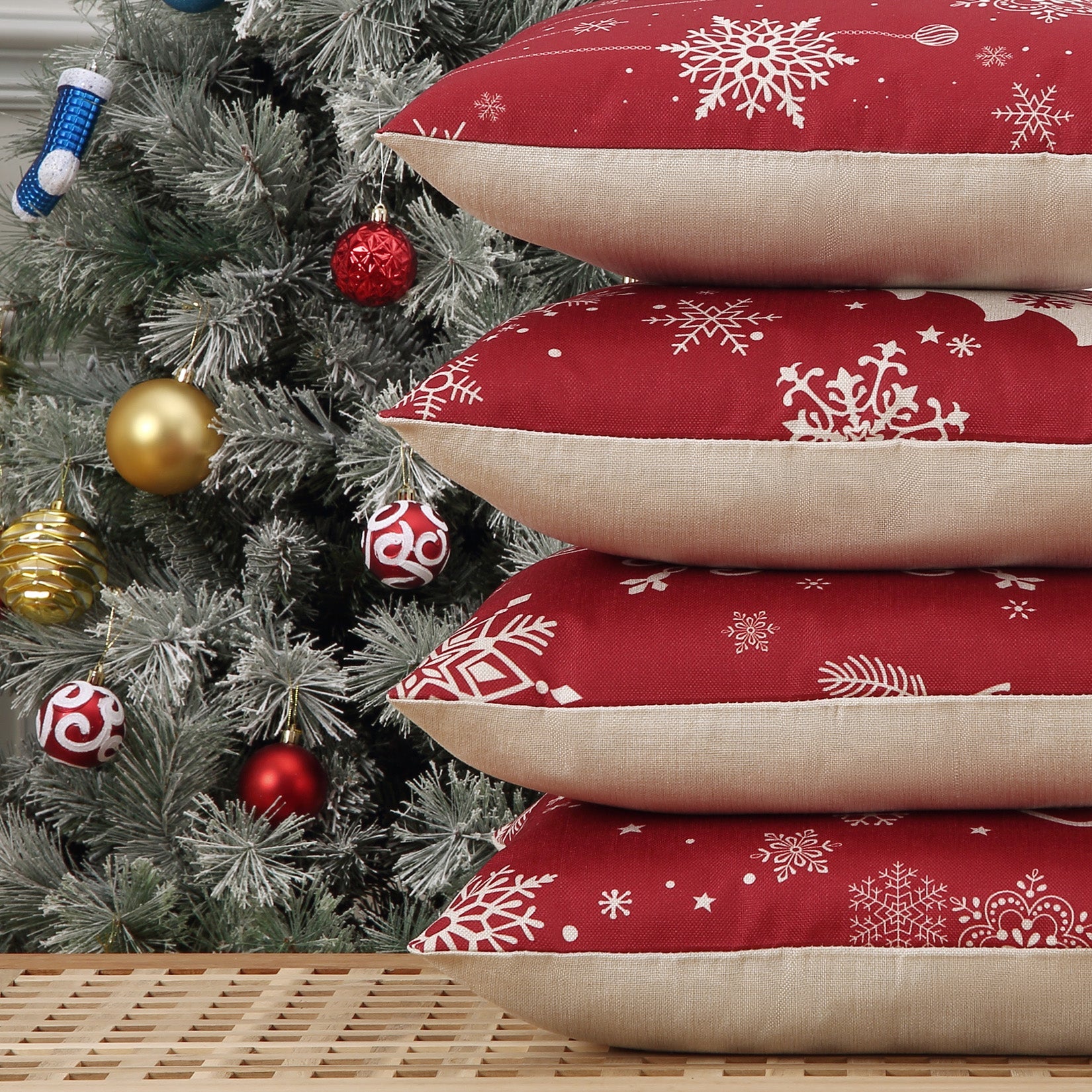 Federe natalizie Garvee da 18x18 pollici in poliestere con cerniera nascosta, decorazione per divano e auto