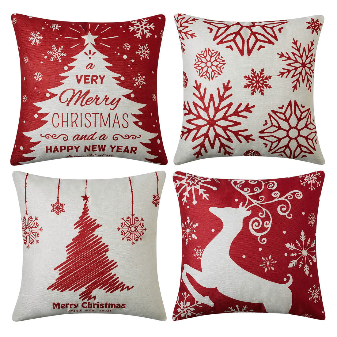 Garvee - Set di 4 copricuscini natalizi in velluto, 45x45 cm, con ghirlande dorate e fiocchi di neve, stampati con lettere, per divano letto, colore oro