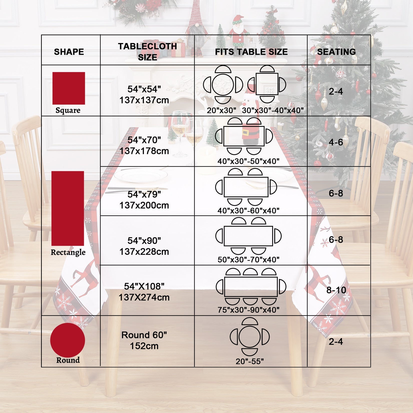 Tovaglia natalizia rotonda Garvee da 60 pollici, impermeabile, in poliestere, effetto bambù, anti-goccia, lavabile, per la decorazione festiva della sala da pranzo