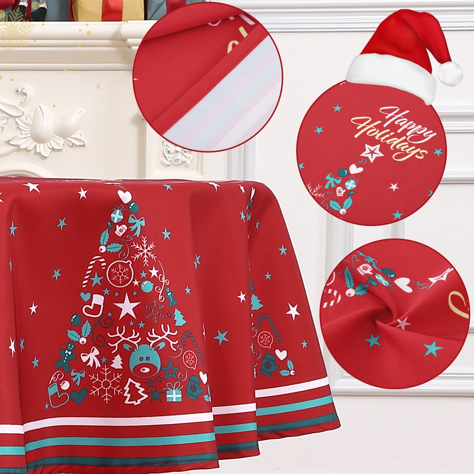 Runner da tavola natalizio rotondo Garvee, impermeabile, lavabile, decorativo per la cucina e le feste