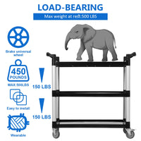Carrello di servizio Garvee Heavy Duty a 3 ripiani con serratura per catering e pulizia, capacità 360 libbre, alluminio e plastica, 4 ruote bloccabili