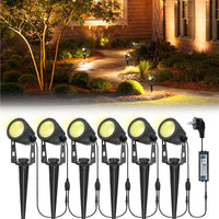 Faretti da giardino Garvee, confezione da 6 in 1, luci da giardino con alimentatore, 21 m, IP65 impermeabile, per alberi da giardino, cortile, rotazione di 270 gradi, bianco caldo