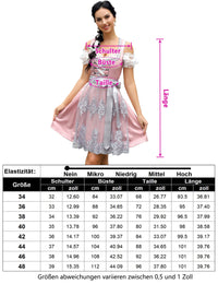 Garvee Dirndl da donna, abito tradizionale corto midi in 3 pezzi, rosa, taglia 34