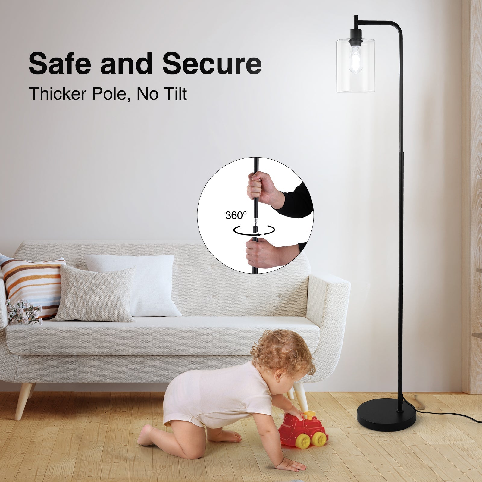 Lampada da terra GARVEE per soggiorno, LED dimmerabile 2700K-6500K con telecomando e interruttore a pedale, lampada da lettura moderna per camera da letto, ufficio, studio, 166 cm, nero