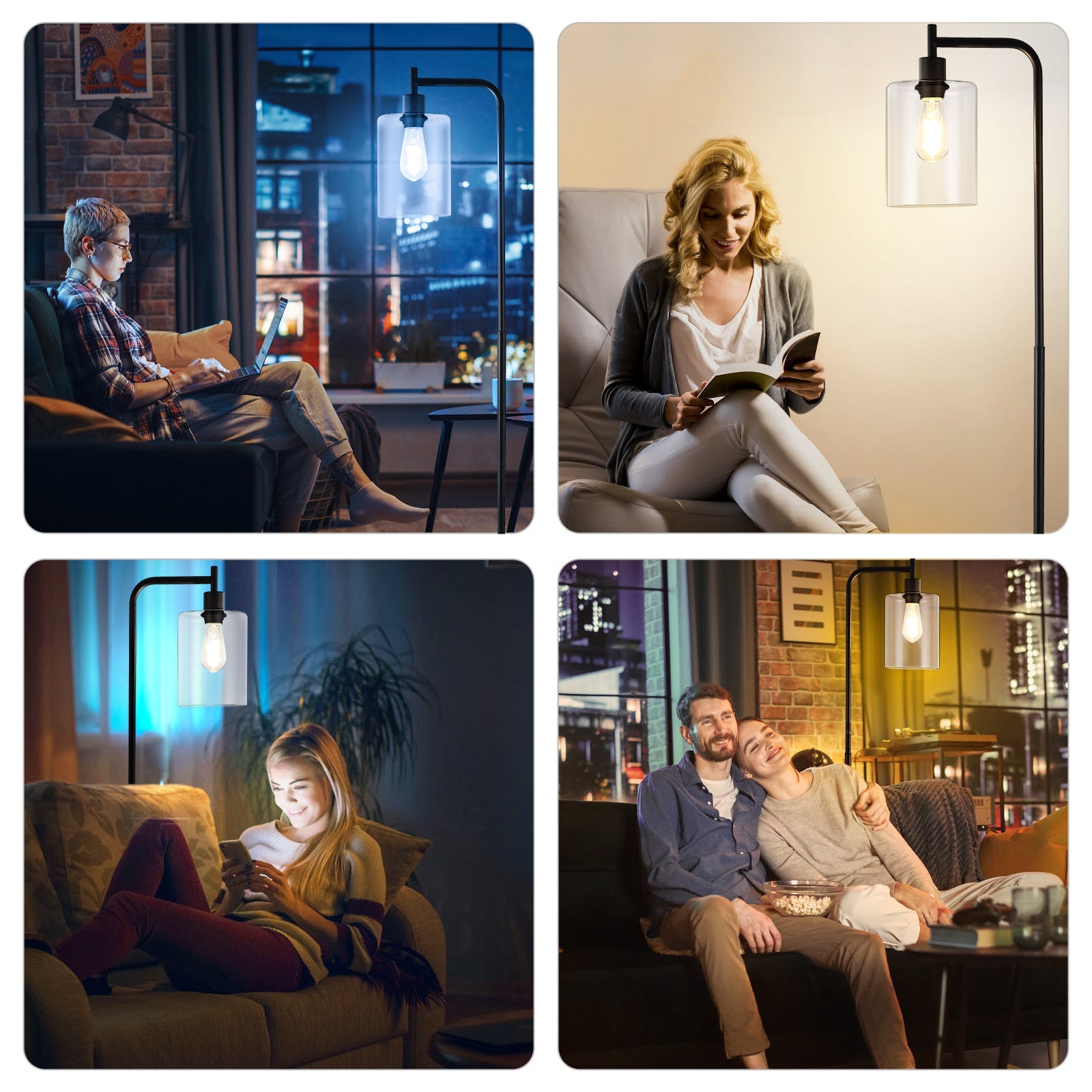 Lampada da terra GARVEE per soggiorno, LED dimmerabile 2700K-6500K con telecomando e interruttore a pedale, lampada da lettura moderna per camera da letto, ufficio, studio, 166 cm, nero