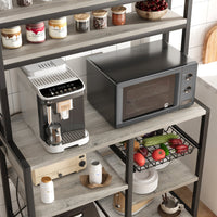 Supporto per microonde Garvee Bakers Rack con prese, 6 ripiani, metallo, robusto, per cucina e sala da pranzo, 35,49" L x 15,79" P, nero