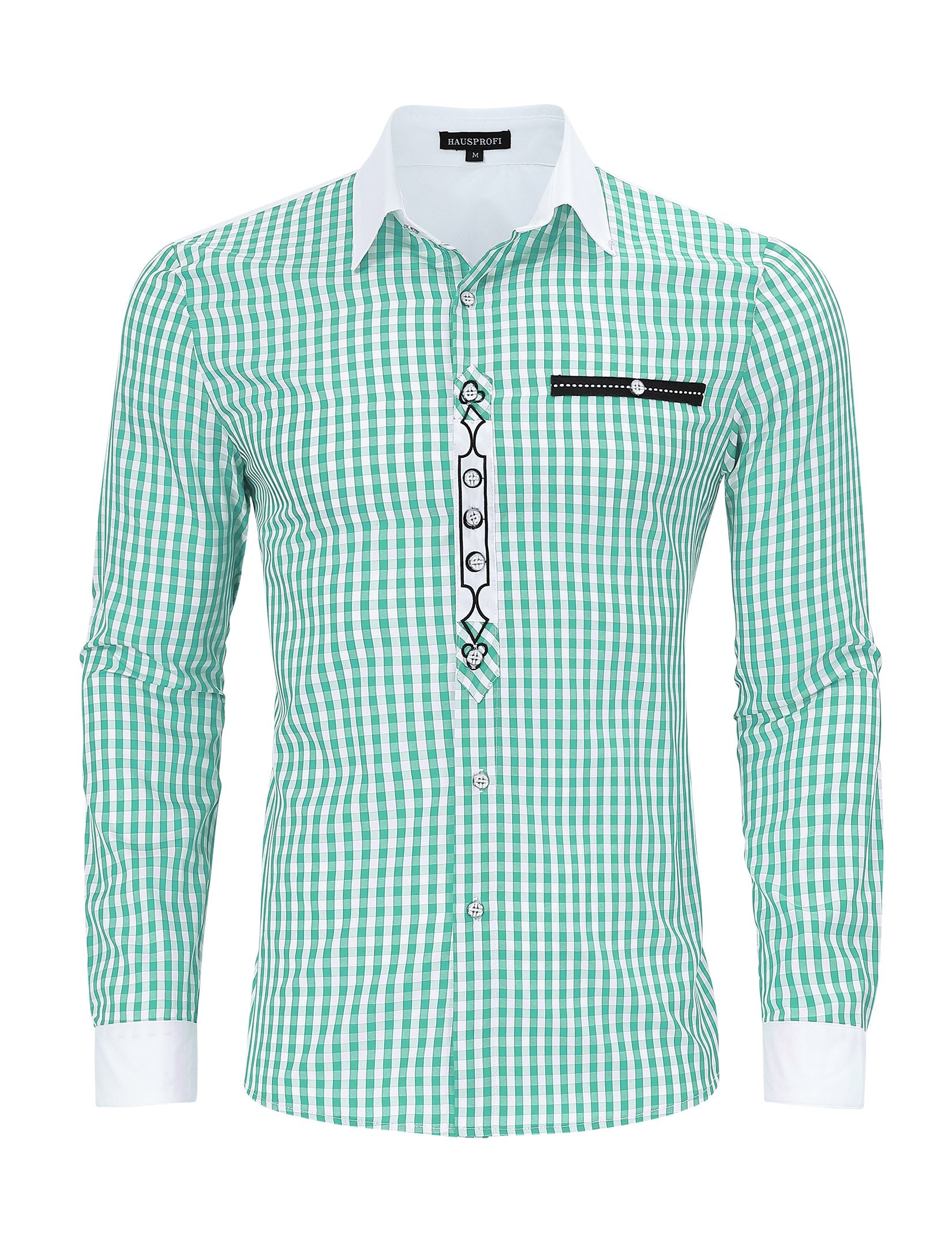 Camicia tradizionale a quadri a maniche lunghe da uomo Garvee, verde XL, per l'Oktoberfest e il tempo libero