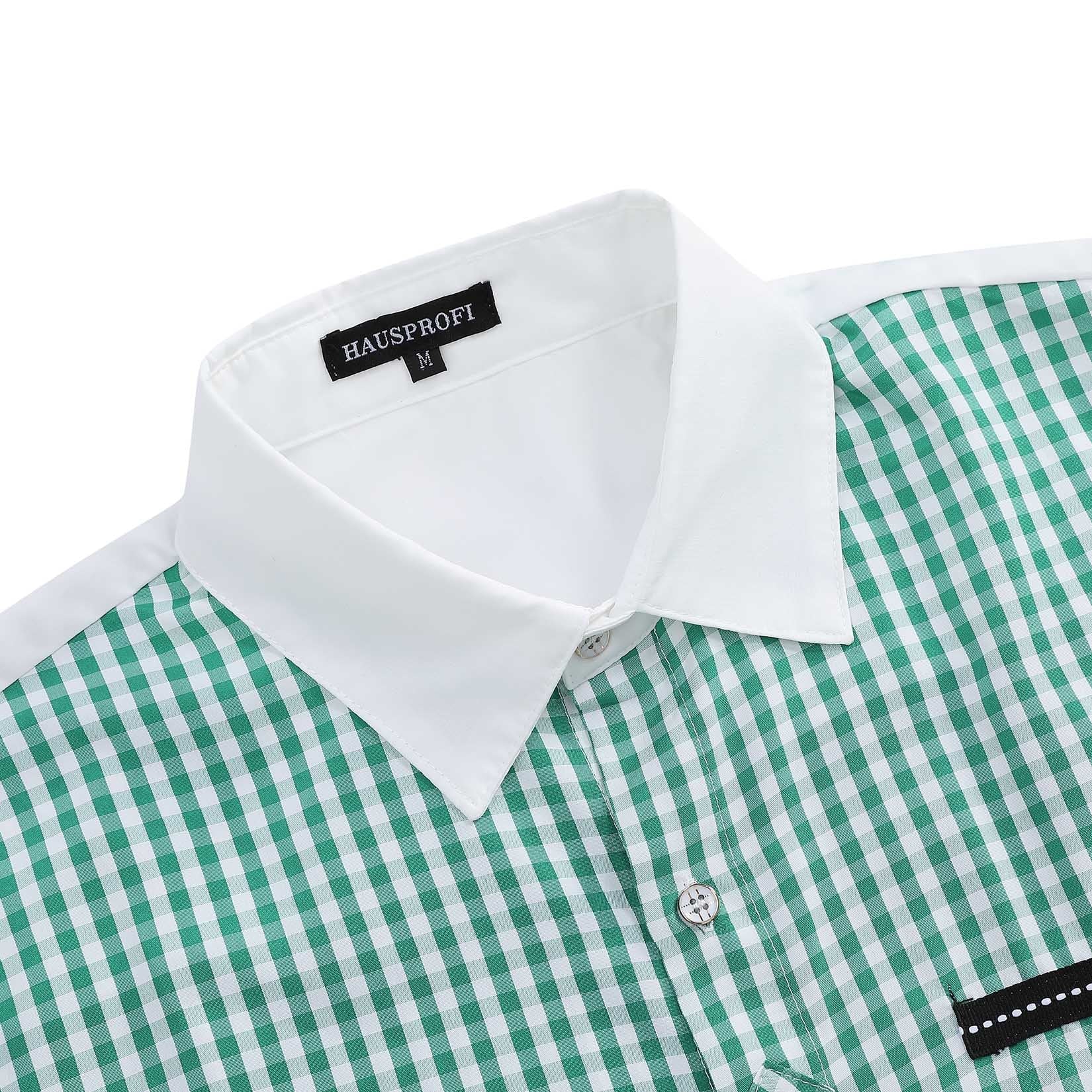Camicia tradizionale a quadri a maniche lunghe da uomo Garvee, verde, taglia M, per l'Oktoberfest e il tempo libero, classica, comoda
