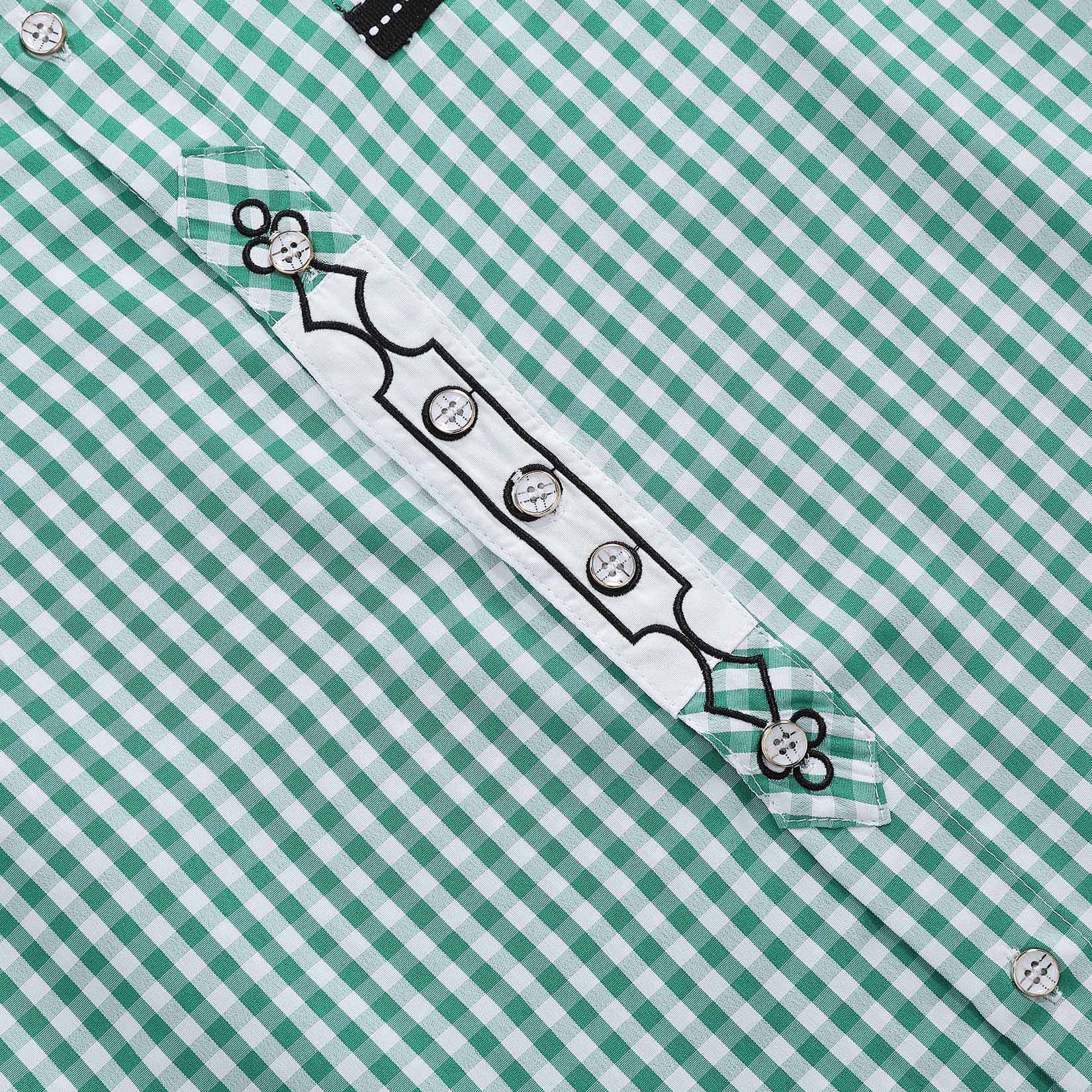 Camicia tradizionale a quadri a maniche lunghe da uomo Garvee, verde XXL, per l'Oktoberfest e il tempo libero