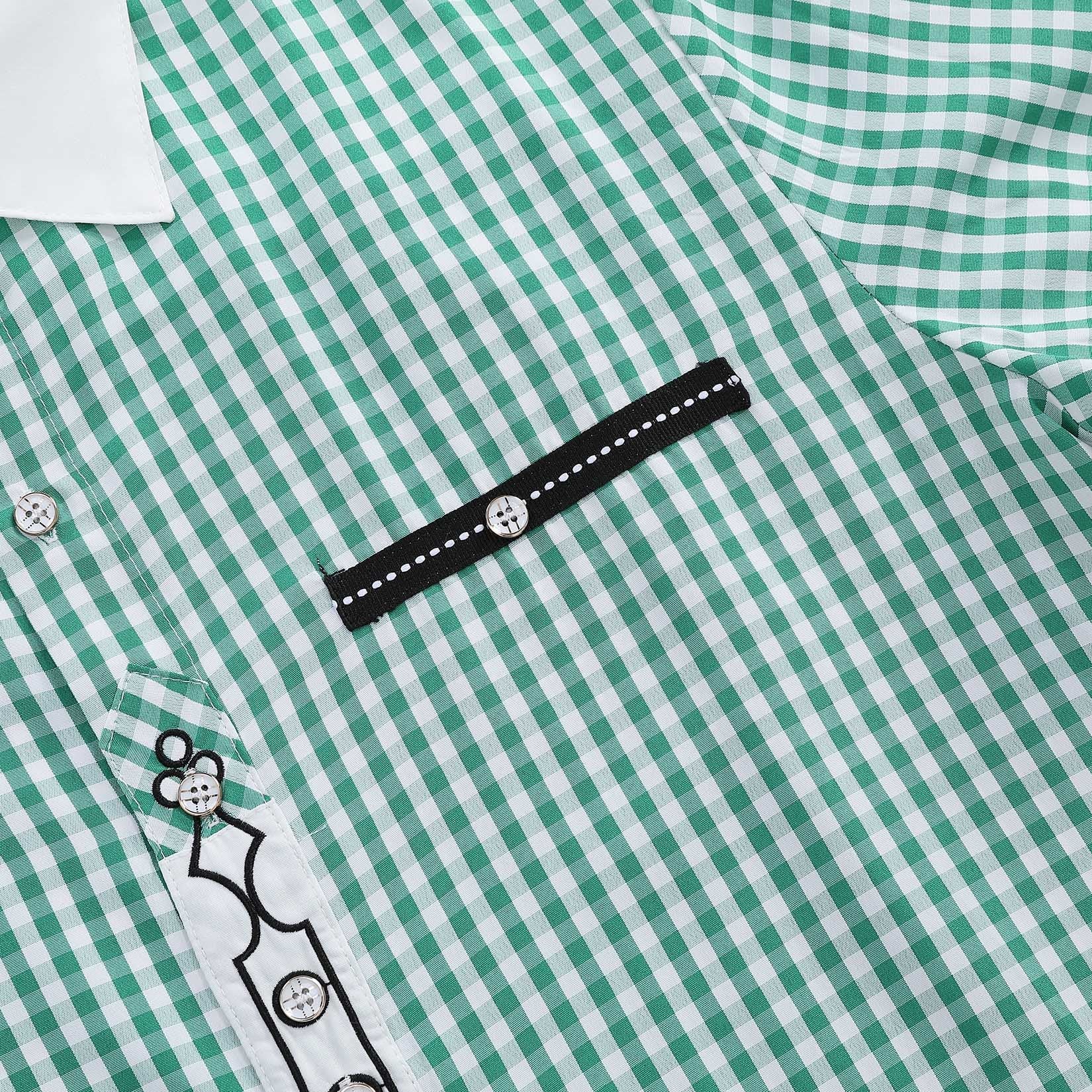 Camicia tradizionale a quadri a maniche lunghe da uomo Garvee, verde XXL, per l'Oktoberfest e il tempo libero