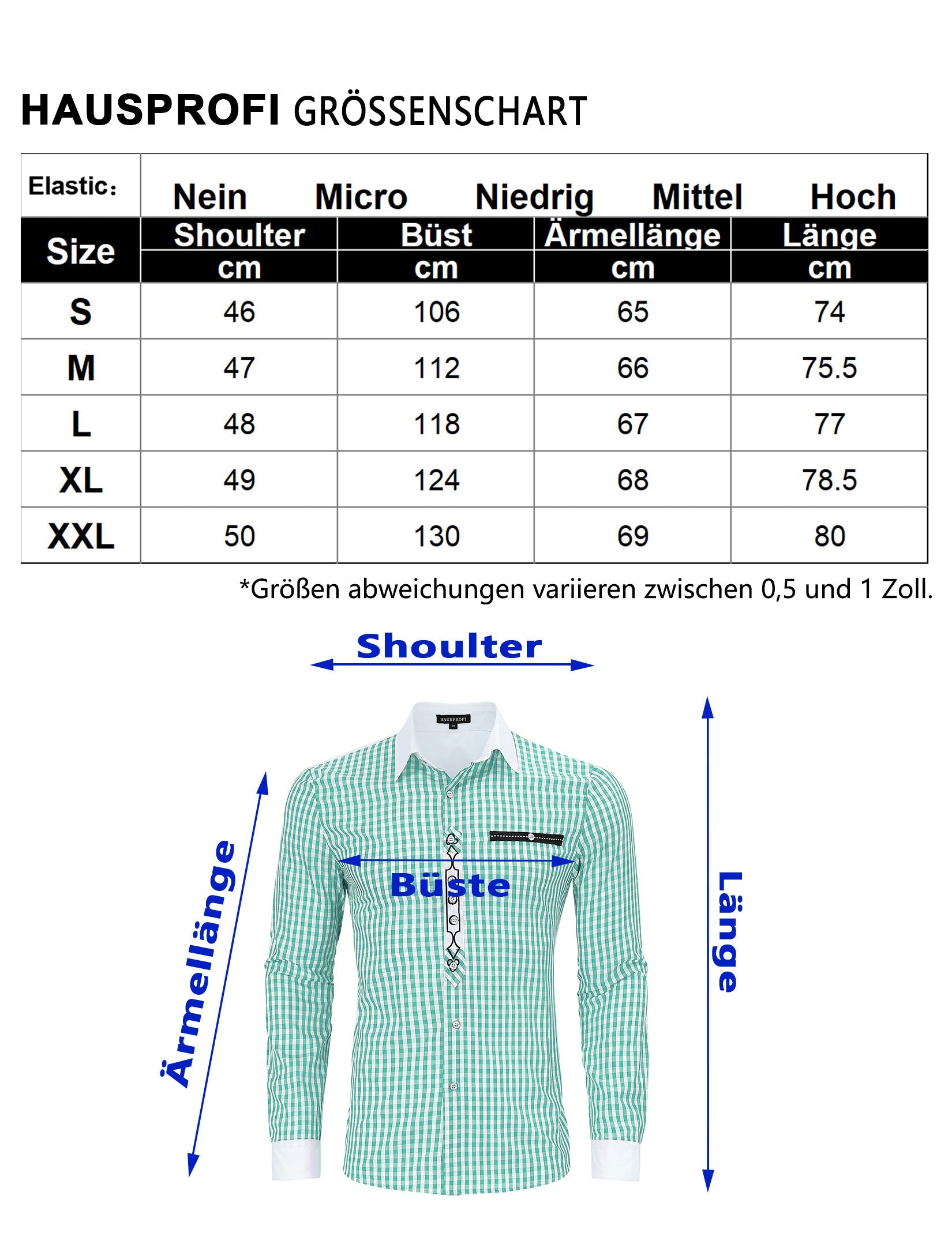 Camicia tradizionale a quadri a maniche lunghe da uomo Garvee, verde XL, per l'Oktoberfest e il tempo libero