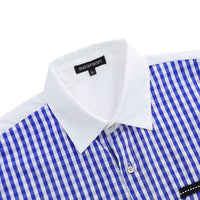 Camicia tradizionale da uomo Garvee, manica lunga, camicia a quadri con colletto Kent, per l'Oktoberfest, blu, M